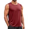 Runcati Mens Sleeveless Tank Tops Workout Cut Off Shirt Muscle Athletic Gym Summer Beach T Shirts(Wine Red)