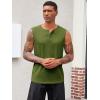 Runcati Mens Muscle Tank Tops Sleeveless Workout Gym Slim Fit Henley Shirt Casual Basic Summer Beach Tops(Black/Army Green)