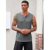 Runcati Mens Muscle Tank Tops Sleeveless Workout Gym Slim Fit Henley Shirt Casual Basic Summer Beach Tops(Black/Grey)