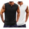 Runcati Mens Muscle Tank Tops Sleeveless Workout Gym Slim Fit Henley Shirt Casual Basic Summer Beach Tops(Black/White)