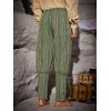 Runcati Mens Medieval Ankle Pants Renaissance Viking Navigator Pirate Pants Lace Up Striped Halloween Costume Trousers(Army Green)