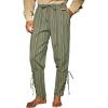 Runcati Mens Medieval Ankle Pants Renaissance Viking Navigator Pirate Pants Lace Up Striped Halloween Costume Trousers(Army Green)
