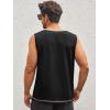 Runcati Men’s Workout Tank Tops Sleeveless Gym Muscle Henley Shirt Casual Basic Summer Beach Tops(Black)