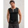 Runcati Men’s Workout Tank Tops Sleeveless Gym Muscle Henley Shirt Casual Basic Summer Beach Tops(Black)