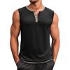 Runcati Men’s Workout Tank Tops Sleeveless Gym Muscle Henley Shirt Casual Basic Summer Beach Tops(Black)