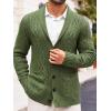 Runcati Mens Shawl Collar Cardigan Sweater Casual Cable Knit Button Down Winter Chunky Ribbed Sweaters(Army Green)
