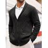 Runcati Mens Shawl Collar Cardigan Sweater Casual Cable Knit Button Down Winter Chunky Ribbed Sweaters(Black)