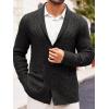 Runcati Mens Shawl Collar Cardigan Sweater Casual Cable Knit Button Down Winter Chunky Ribbed Sweaters(Black)