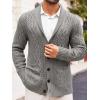 Runcati Mens Shawl Collar Cardigan Sweater Casual Cable Knit Button Down Winter Chunky Ribbed Sweaters(Gray)