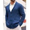 Runcati Mens Shawl Collar Cardigan Sweater Casual Cable Knit Button Down Winter Chunky Ribbed Sweaters(Navy)