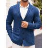 Runcati Mens Shawl Collar Cardigan Sweater Casual Cable Knit Button Down Winter Chunky Ribbed Sweaters(Navy)