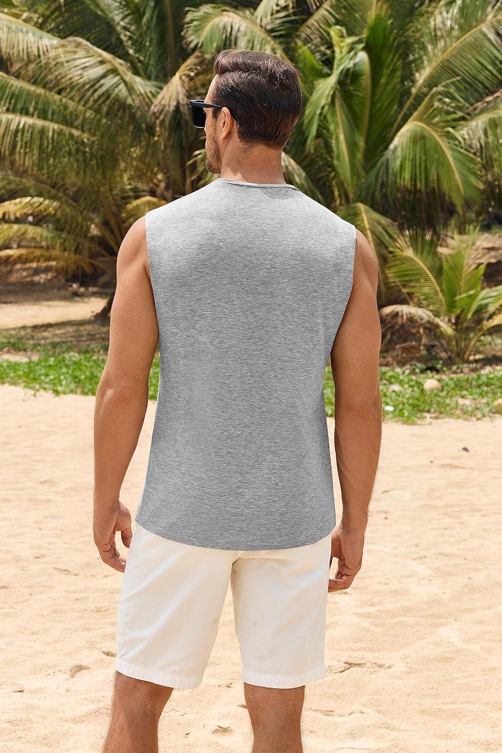 imageMens Workout Cut Off Shirts Perfect Muscle Shirt Bodybuilding Tak Tops Sleeveless Gym T ShirtsGrey
