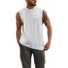 Mens Workout Cut Off Shirts Perfect Muscle Shirt Bodybuilding Tak Tops Sleeveless Gym T Shirts(White)