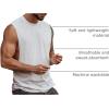 Mens Workout Cut Off Shirts Perfect Muscle Shirt Bodybuilding Tak Tops Sleeveless Gym T Shirts(White)