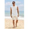 Mens Workout Cut Off Shirts Perfect Muscle Shirt Bodybuilding Tak Tops Sleeveless Gym T Shirts(White)