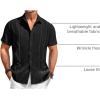 Runcati Mens Guayabera Shirts Short Sleeve Casual Cuban Linen Shirt Button Down Beach Summer Mexican Shirts(Black)