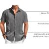 Runcati Mens Guayabera Shirts Short Sleeve Casual Cuban Linen Shirt Button Down Beach Summer Mexican Shirts(Dark Grey)