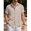 Runcati Mens Guayabera Shirts Short Sleeve Casual Cuban Linen Shirt Button Down Beach Summer Mexican Shirts(Light Khaki)