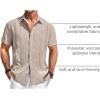 Runcati Mens Guayabera Shirts Short Sleeve Casual Cuban Linen Shirt Button Down Beach Summer Mexican Shirts(Light Khaki)