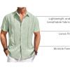 Runcati Mens Guayabera Shirts Short Sleeve Casual Cuban Linen Shirt Button Down Beach Summer Mexican Shirts(Olive Green)