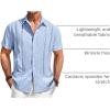 Runcati Mens Guayabera Shirts Short Sleeve Casual Cuban Linen Shirt Button Down Beach Summer Mexican Shirts(Sky Blue)