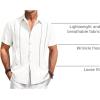 Runcati Mens Guayabera Shirts Short Sleeve Casual Cuban Linen Shirt Button Down Beach Summer Mexican Shirts(White)