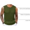 Runcati Mens Knit Sleeveless Tank Tops Casual Hollow Out T Shirts Beach Summer See Through Tops(Army Green)
