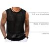 Runcati Mens Knit Sleeveless Tank Tops Casual Hollow Out T Shirts Beach Summer See Through Tops(Black)