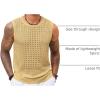 Runcati Mens Knit Sleeveless Tank Tops Casual Hollow Out T Shirts Beach Summer See Through Tops(Khaki)