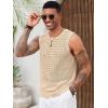 Runcati Mens Knit Sleeveless Tank Tops Casual Hollow Out T Shirts Beach Summer See Through Tops(Light Khaki)