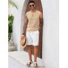 Runcati Mens Knit Sleeveless Tank Tops Casual Hollow Out T Shirts Beach Summer See Through Tops(Light Khaki)