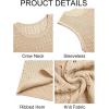 Runcati Mens Knit Sleeveless Tank Tops Casual Hollow Out T Shirts Beach Summer See Through Tops(Light Khaki)
