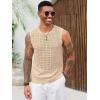 Runcati Mens Knit Sleeveless Tank Tops Casual Hollow Out T Shirts Beach Summer See Through Tops(Light Khaki)