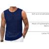 Runcati Mens Knit Sleeveless Tank Tops Casual Hollow Out T Shirts Beach Summer See Through Tops(Navy Blue)