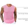Runcati Mens Knit Sleeveless Tank Tops Casual Hollow Out T Shirts Beach Summer See Through Tops(Pink)