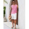Runcati Mens Knit Sleeveless Tank Tops Casual Hollow Out T Shirts Beach Summer See Through Tops(Pink)