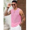 Runcati Mens Knit Sleeveless Tank Tops Casual Hollow Out T Shirts Beach Summer See Through Tops(Pink)
