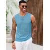 Runcati Mens Knit Sleeveless Tank Tops Casual Hollow Out T Shirts Beach Summer See Through Tops(Sky Blue)