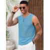 Runcati Mens Knit Sleeveless Tank Tops Casual Hollow Out T Shirts Beach Summer See Through Tops(Sky Blue)