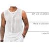 Runcati Mens Knit Sleeveless Tank Tops Casual Hollow Out T Shirts Beach Summer See Through Tops(White)