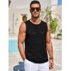 Runcati Mens Knitted Tank Tops Casual Sleeveless Hollow Out Crochet T-Shirts Muscle Summer Beach Hippie Shirts(Black)