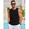 Runcati Mens Knitted Tank Tops Casual Sleeveless Hollow Out Crochet T-Shirts Muscle Summer Beach Hippie Shirts(Black)