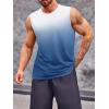 Runcati Mens Sleeveless Tank Tops Workout Muscle Gym T Shirts Crew Neck Gradient Tee Tops(Light Blue)