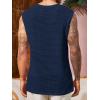 Runcati Mens Waffle Tank Tops Sleeveless T-Shirts Athletic Muscle Summer Beach Hippie Shirts(Navy)