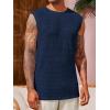 Runcati Mens Waffle Tank Tops Sleeveless T-Shirts Athletic Muscle Summer Beach Hippie Shirts(Navy)