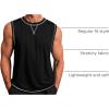 Runcati Mens Workout Tank Tops Sleeveless Casual Crewneck Beach T Shirt Muscle Athletic Gym Running Tee(Black)