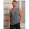 Runcati Mens Workout Tank Tops Sleeveless Casual Crewneck Beach T Shirt Muscle Athletic Gym Running Tee(Dark Grey)