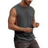 Mens Workout Cut Off Shirts Perfect Muscle Shirt Bodybuilding Tak Tops Sleeveless Gym T Shirts(Dark Grey)