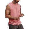 Mens Workout Cut Off Shirts Perfect Muscle Shirt Bodybuilding Tak Tops Sleeveless Gym T Shirts(Pink)
