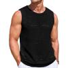 Runcati Mens Knitted Tank Tops Casual Sleeveless Hollow Out Crochet T-Shirts Muscle Summer Beach Hippie Shirts(Black)